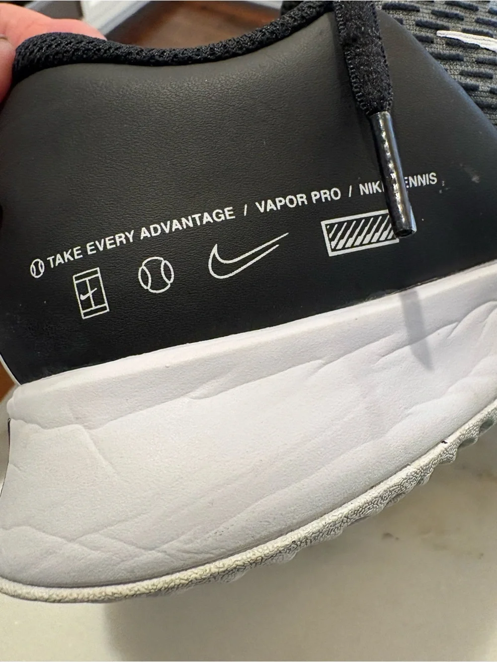 Nike Black and White Womens Vapor Tennis Sneakers